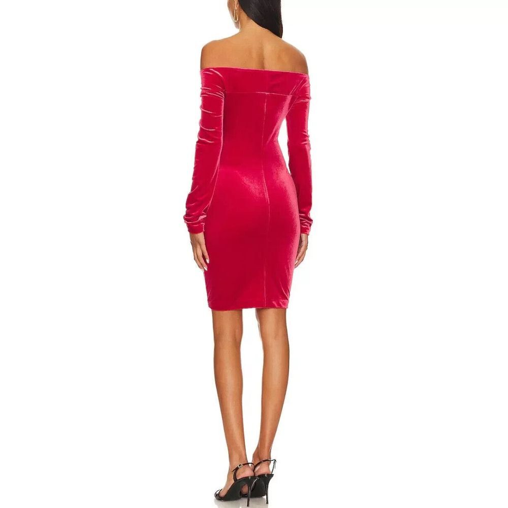 STEVE MADDEN True Red Alaura Off The Shoulder Velvet Mini Dress Size L Christmas - Picture 2 of 14